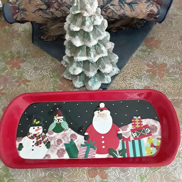 Christmas Cut Out Treat Dish - Earthenware by Sue Zulout NWT - Picture 1 of 5